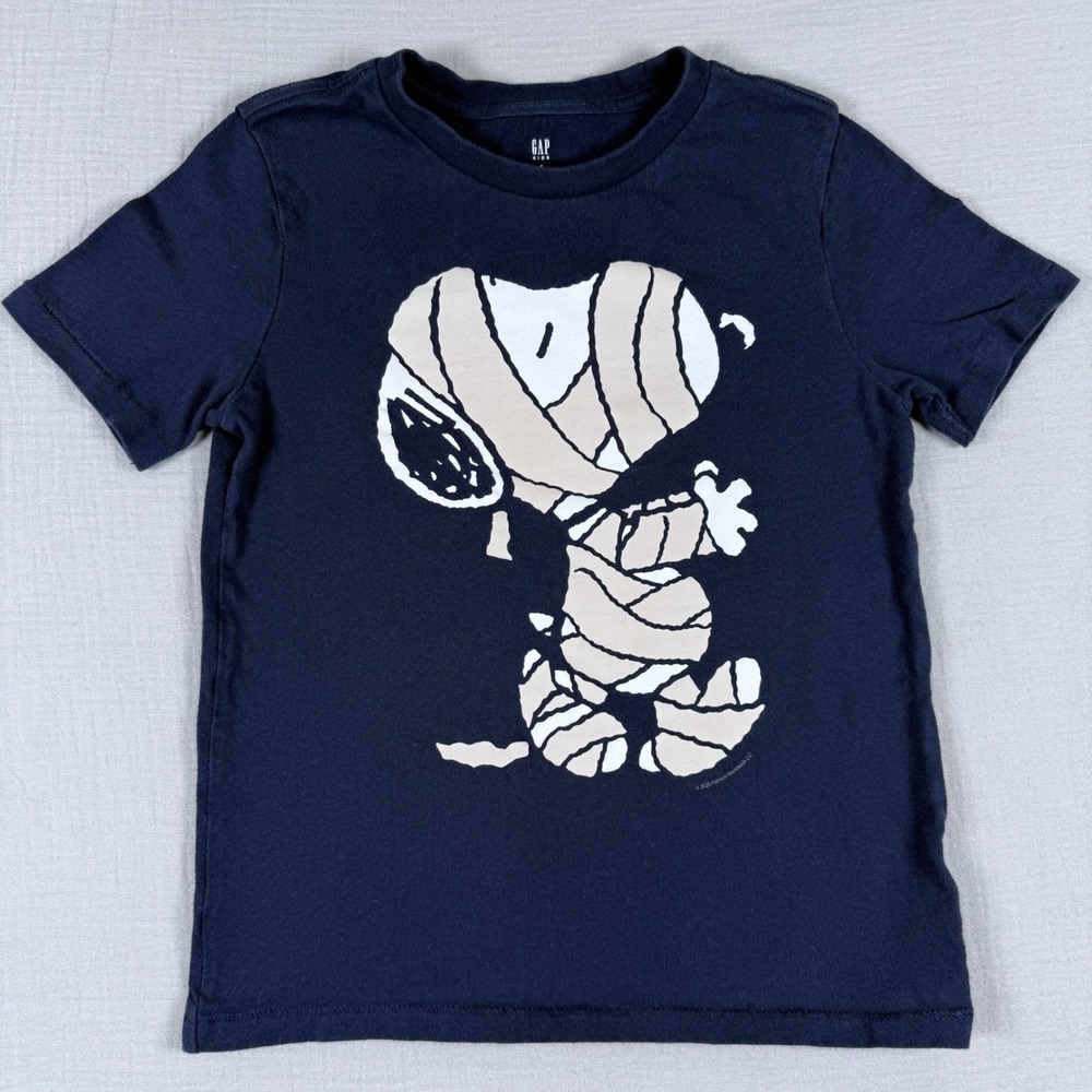 GAP‎ Kids T-Shirt Snoopy Halloween Size Small Peanuts Two Sided Graphic Tee Blue